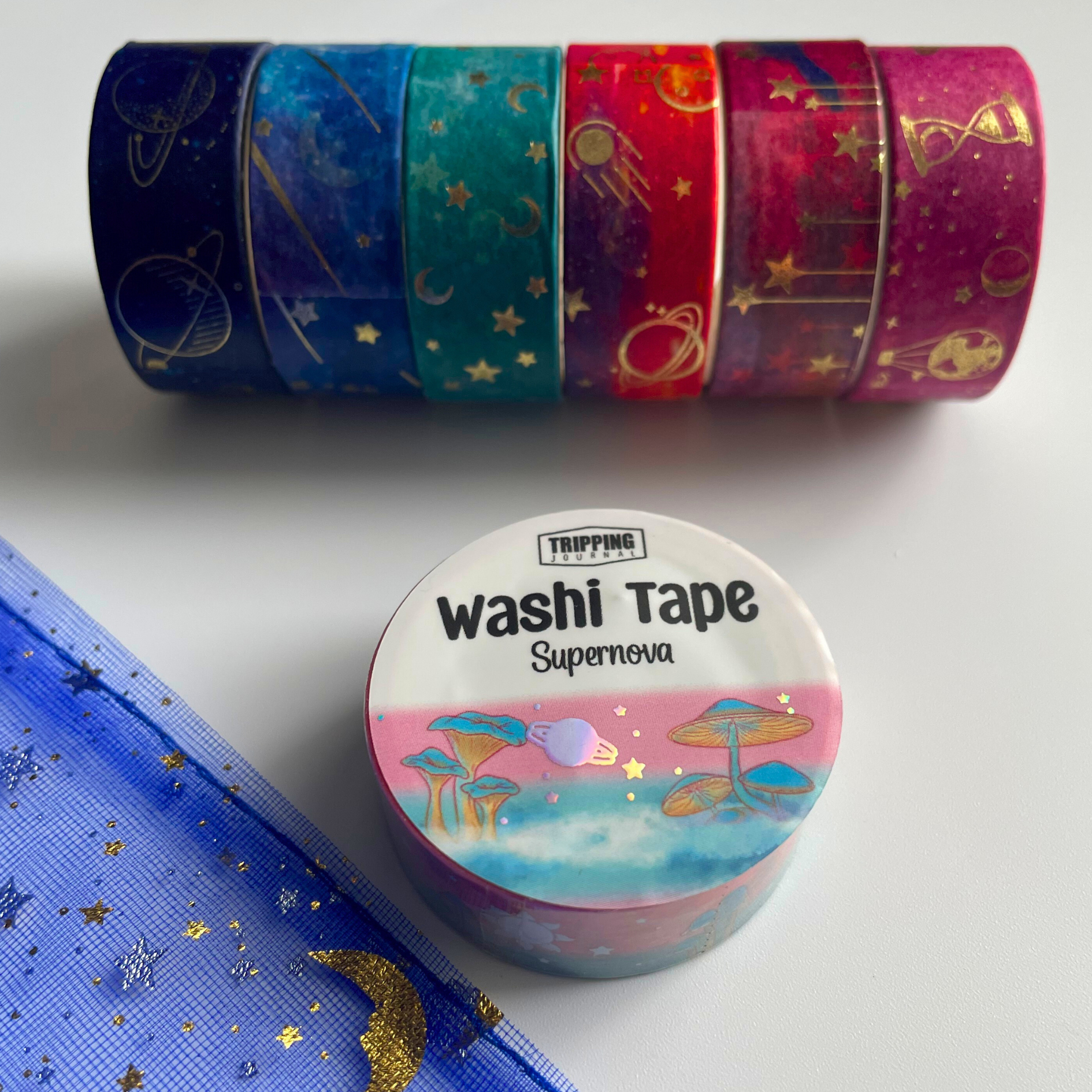 Tape - Cosmic Starry Sky Foil Washi Tape Set (12 Rolls)